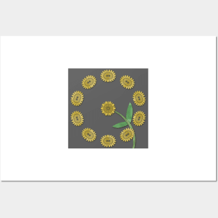 Yellow floral pattern Posters and Art